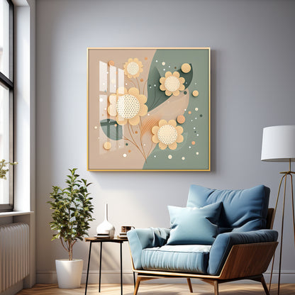 Petal Palette Glass Finish Square Wall Art