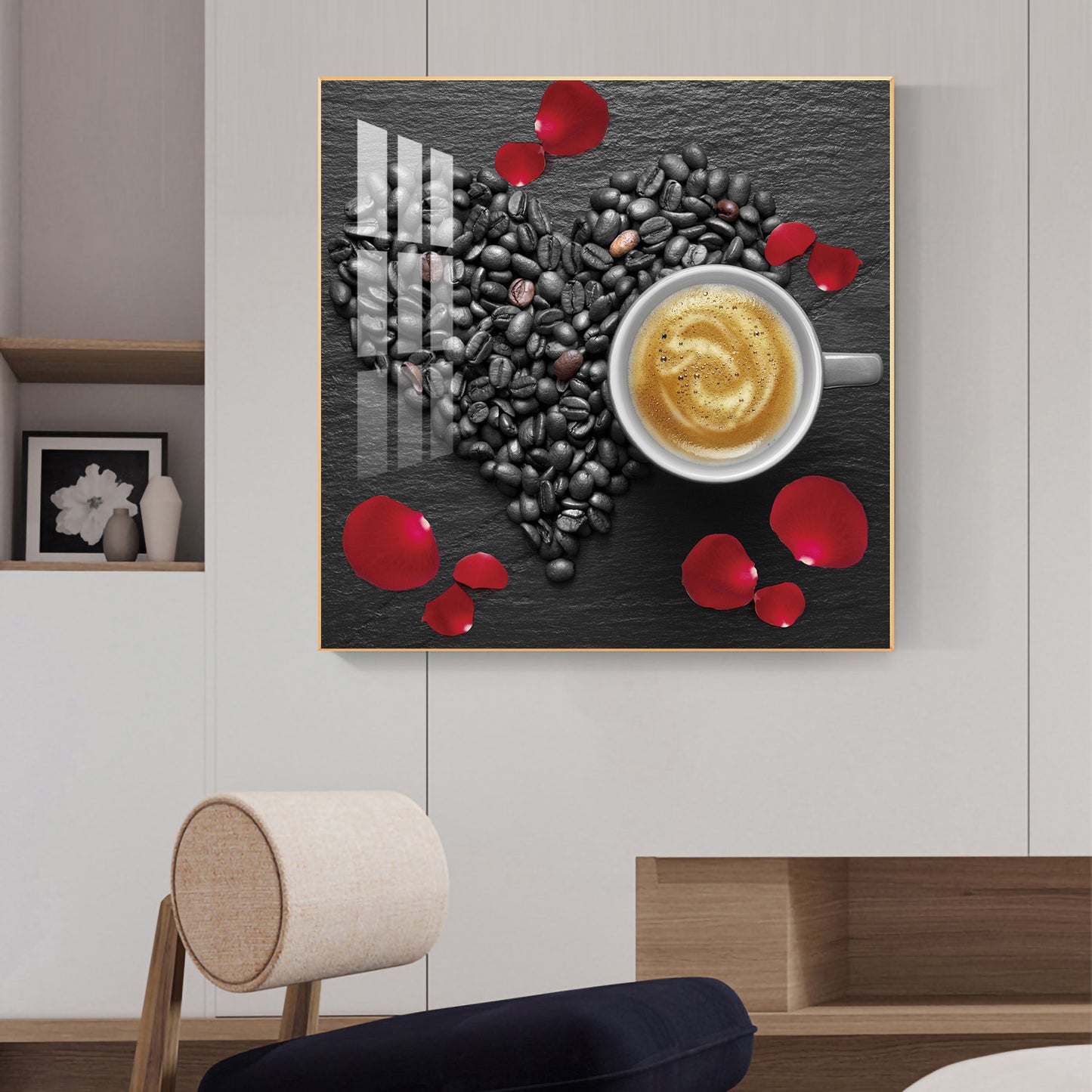 Coffee Charm Glass Finish Square Wall Art