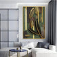 Golden Leaf Elegance Glass Finish Vertical Wall Art