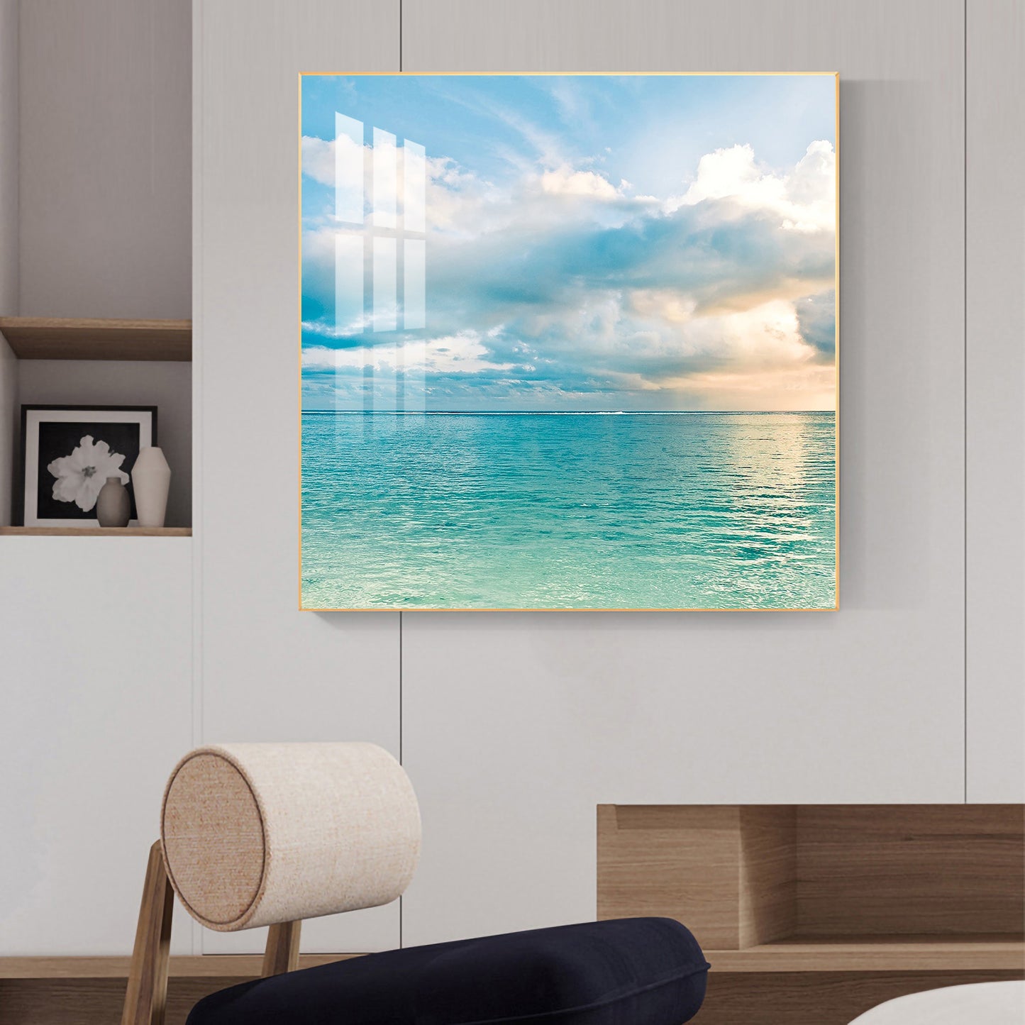 Celestial Ocean Glass Finish Square Wall Art