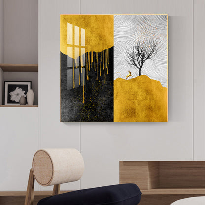 Majestic Tree Glass Finish Square Wall Art