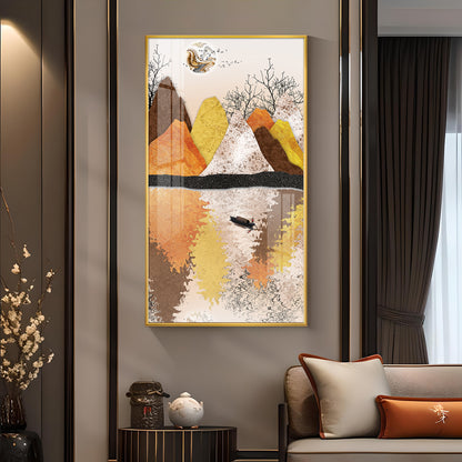 Journey Across Still Waters Glass Finish Vertical Wall Art