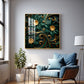 Emerald Garden Flower Glass Finish Square Wall Art
