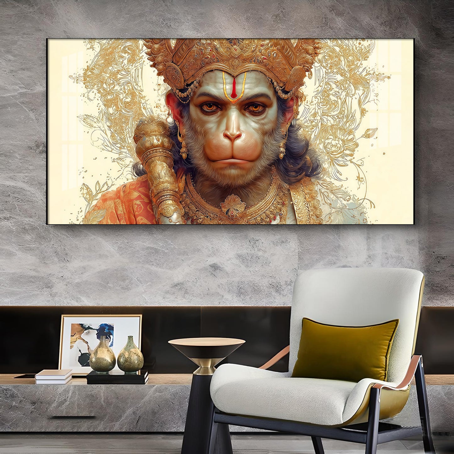 Shri Ram Bhakt Balaji Glass Finish Horizontal Wall Art