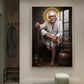 Sai Baba Glass Finish Vertical Wall Art