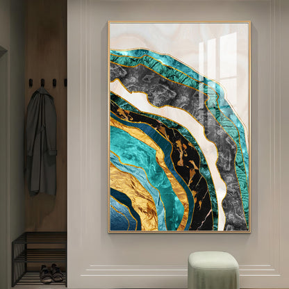 Opulent Waves Glass Finish Vertical Wall Art