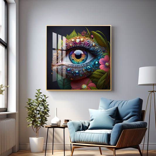 Botanical Gaze Glass Finish Square Wall Art