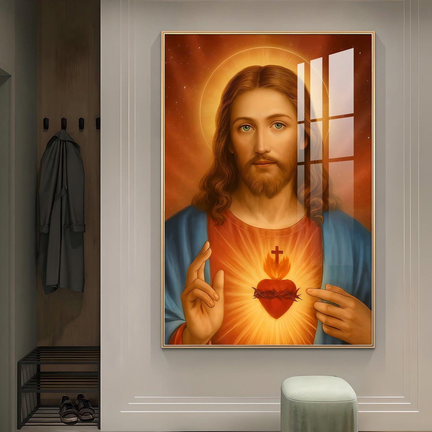 Father Lord Jesus Glass Finish Vertical Wall Art