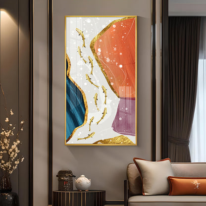 Ethereal Aquatics Glass Finish Vertical Wall Art