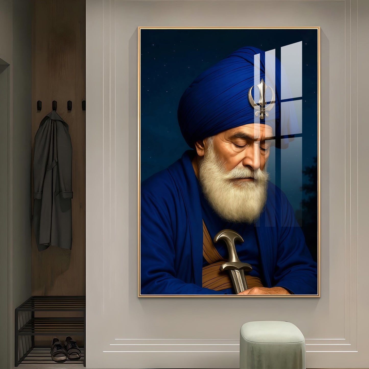 Dhan Dhan Baba Deep Singh Ji Glass Finish Vertical Wall Art