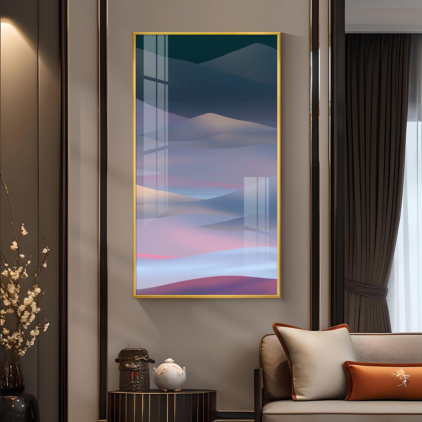 Arid Horizons Glass Finish Vertical Wall Art