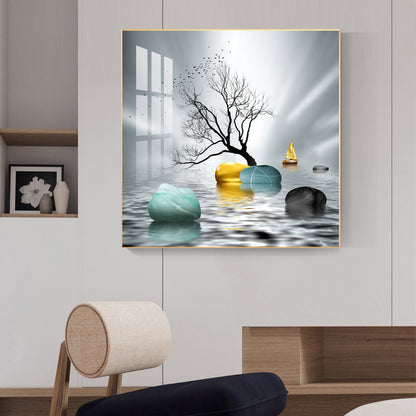 Tranquil Haven Glass Finish Square Wall Art