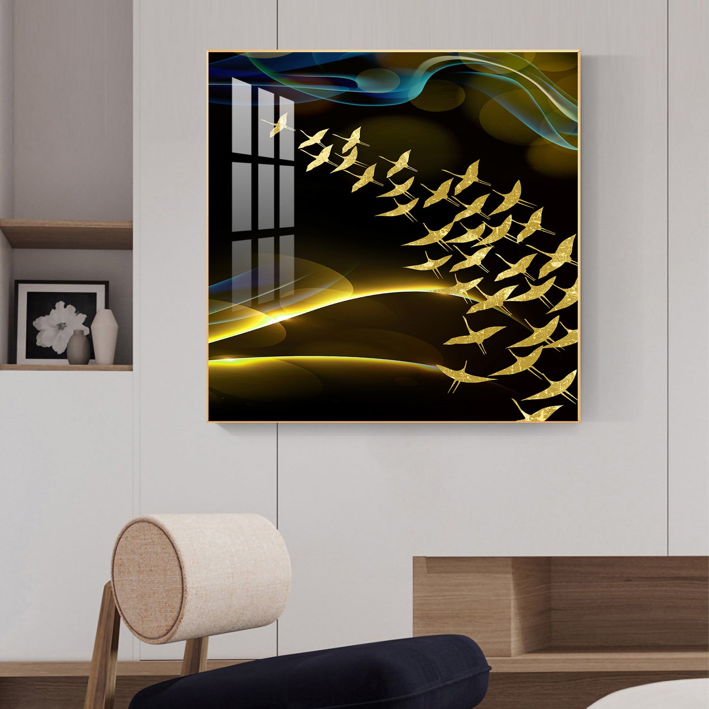 Horizon of Wings Glass Finish Square Wall Art