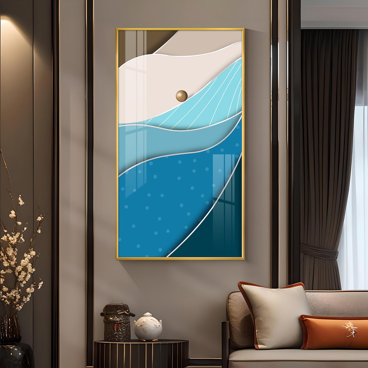 WaveStone Harmony Glass Finish Vertical Wall Art