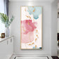 Pink and Blue Floral Glass Finish Vertical Wall Art