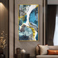Gold and Blue Abstraction Glass Finish Vertical Wall Art