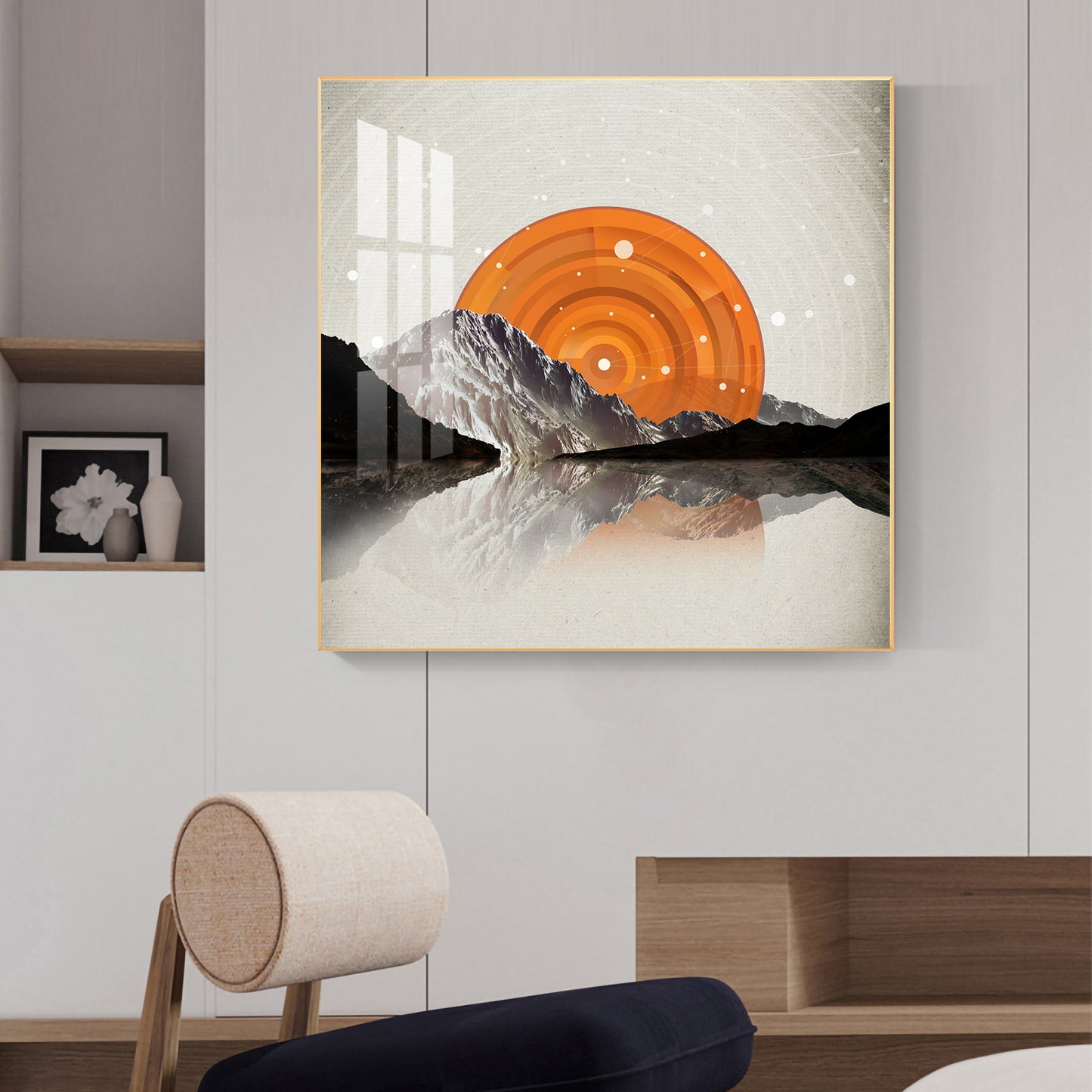 Sunlit Peaks Glass Finish Square Wall Art