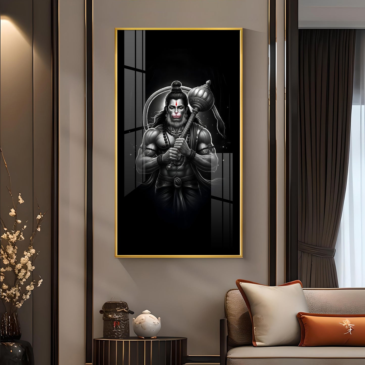 Lord Bajarang Bali Glass Finish Vertical Wall Art