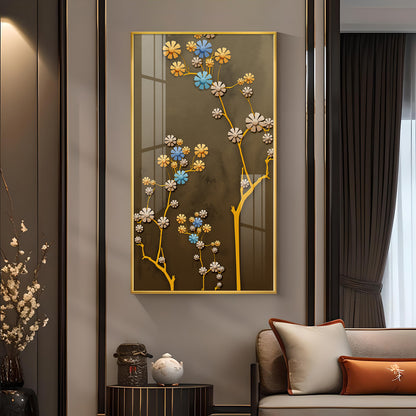 Blossom Mural Glass Finish Vertical Wall Art