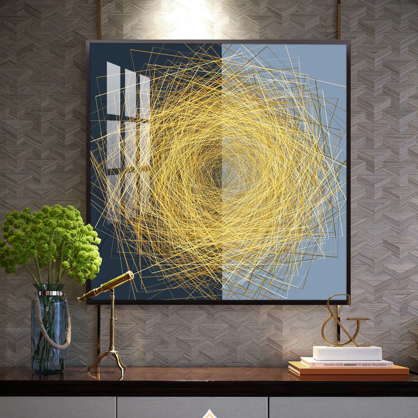 String Wire Glass Finish Square Wall Art