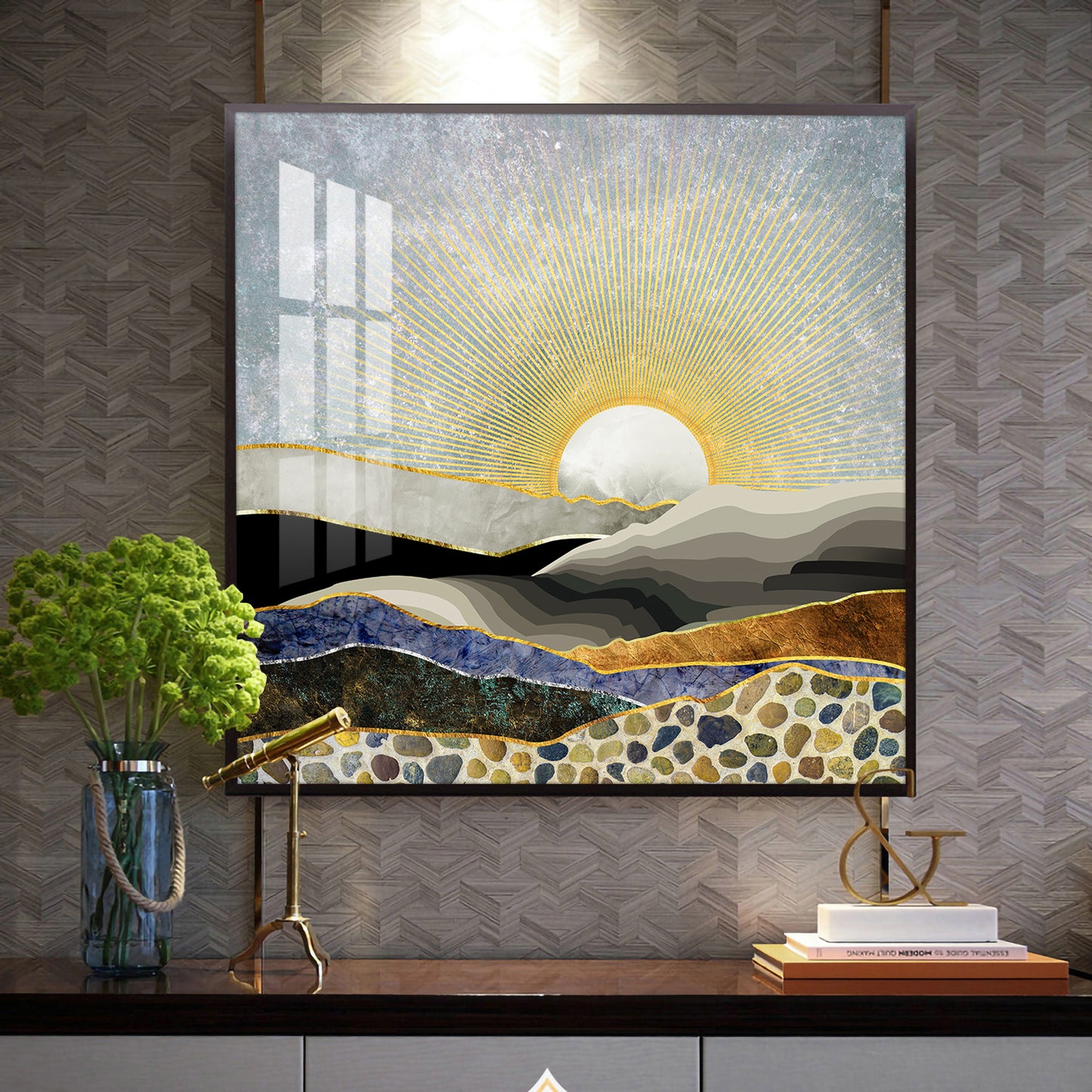 Evening Glow Glass Finish Square Wall Art