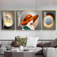 Girl With Orange Hat Glass Finish Wall Art (Set Of 3)