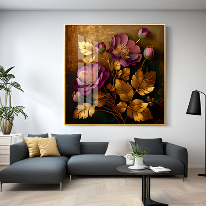 Petals in Harmony Glass Finish Square Wall Art