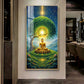Meditating Buddha In Nature Glass Finish Vertical Wall Art