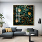Emerald Garden Flower Glass Finish Square Wall Art