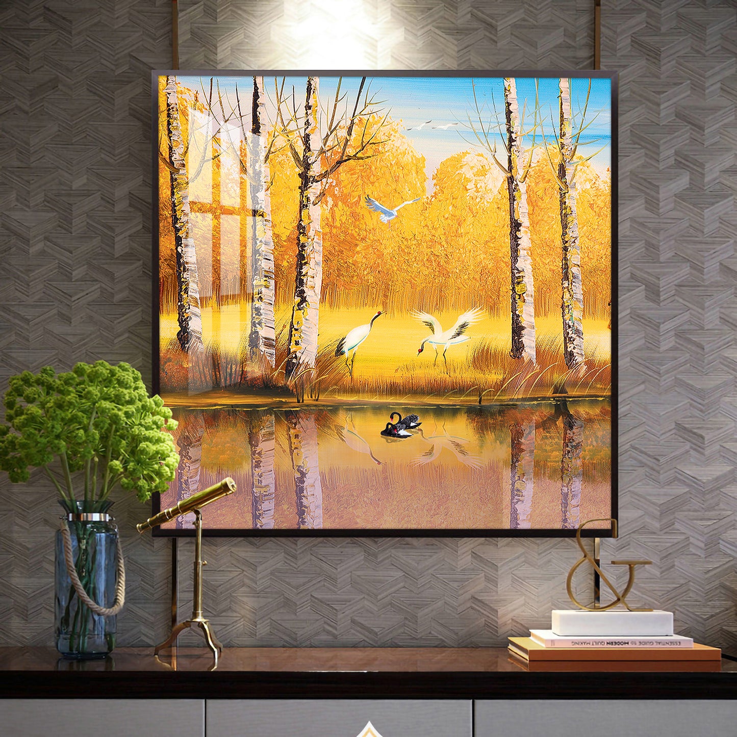 Lakeside Harmony Glass Finish Square Wall Art