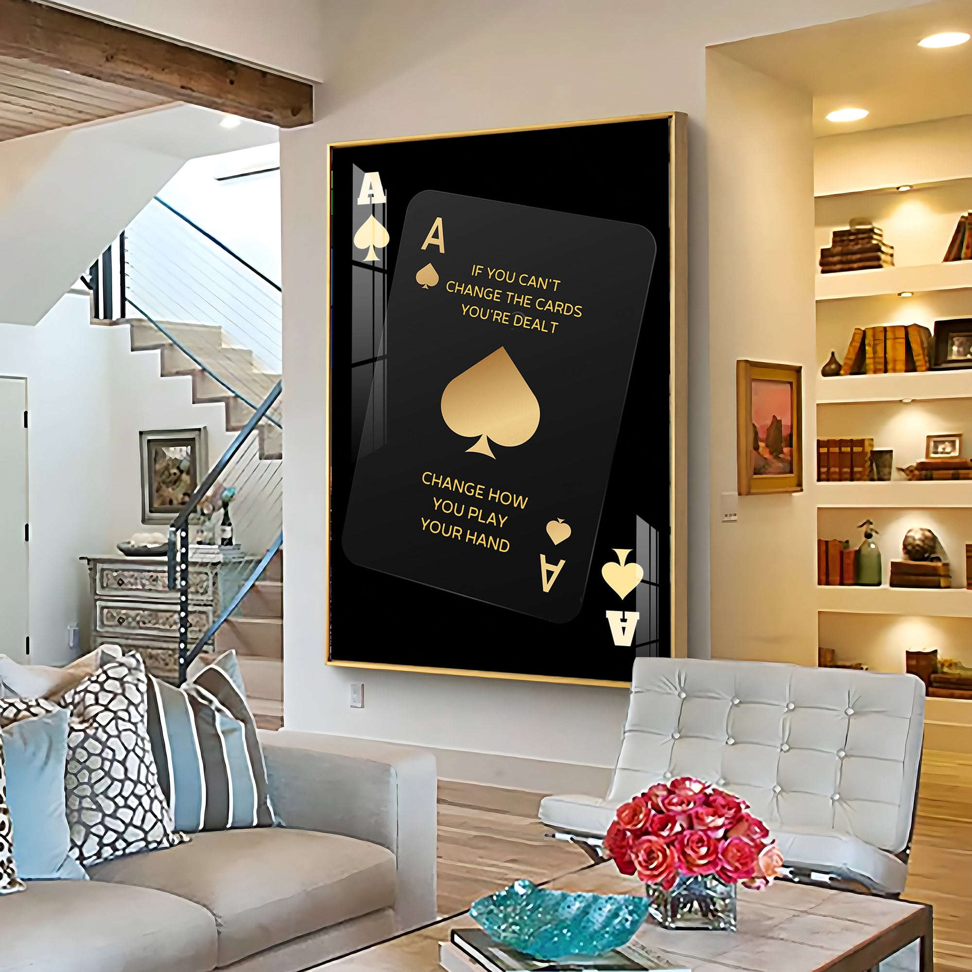 Luxe Ace of Spades Glass Finish Vertical Wall Art