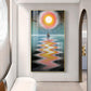 Sunlit Voyage Glass Finish Vertical Wall Art
