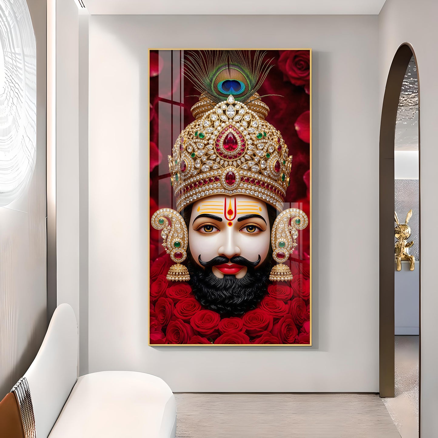 Shyam Baba Glass Finish Vertical Wall Art