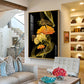 Golden Elegance Bloom Glass Finish Vertical Wall Art