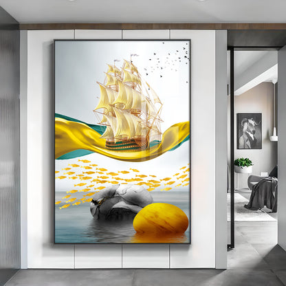 Oceanic Odyssey Glass Finish Vertical Wall Art