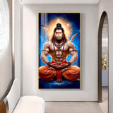 Bhakt Hanuman JI Glass Finish Vertical Wall Art