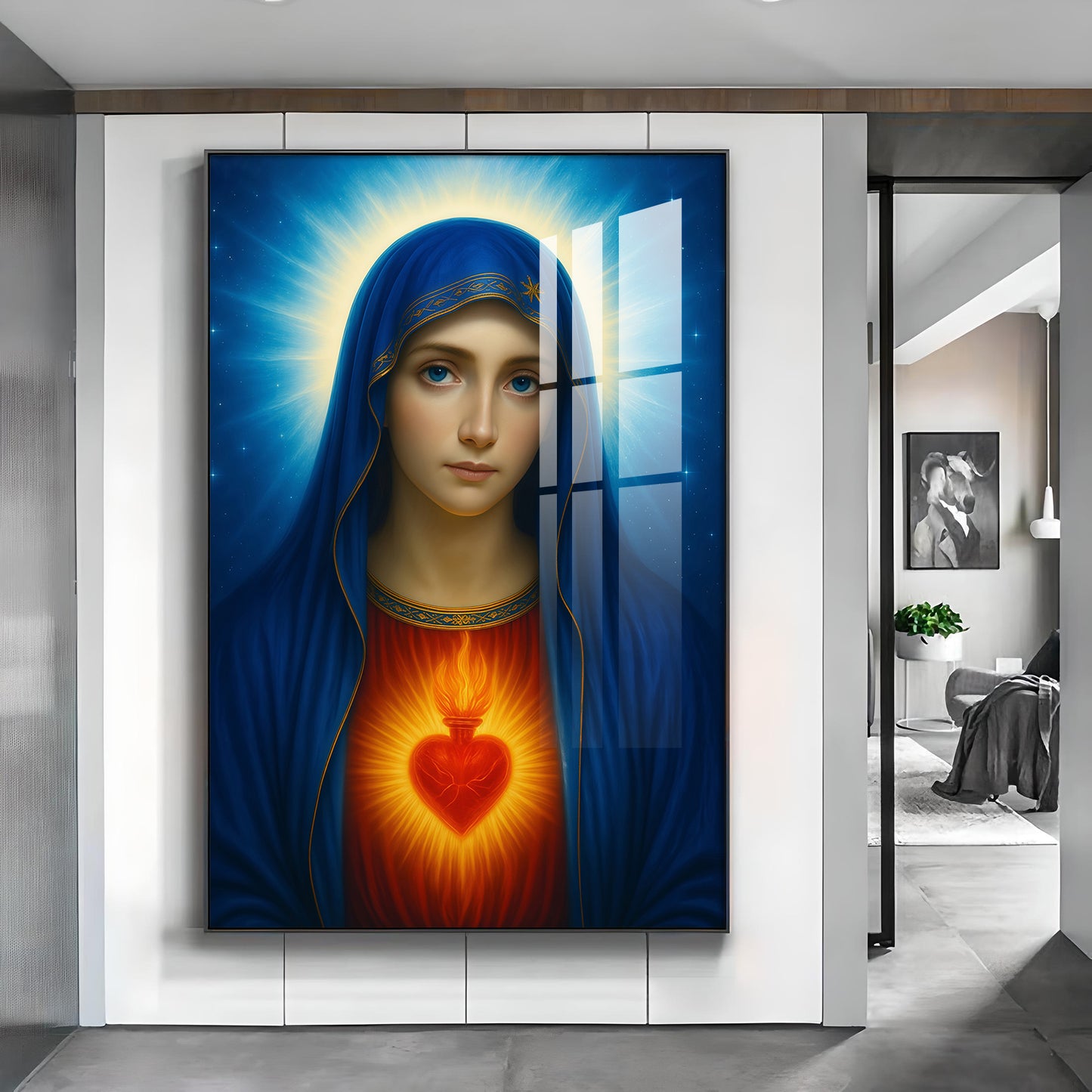 Mary Catholic Glass Finish Vertical Wall Art