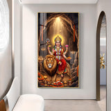 Goddess Maa Durga Glass Finish Vertical Wall Art