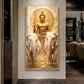 Meditating Budha With Alpha Elephant Glass Finish Vertical Wall Art