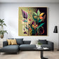 Midnight Petals Glass Finish Square Wall Art