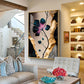 Noir Blossom Majesty Glass Finish Vertical Wall Art