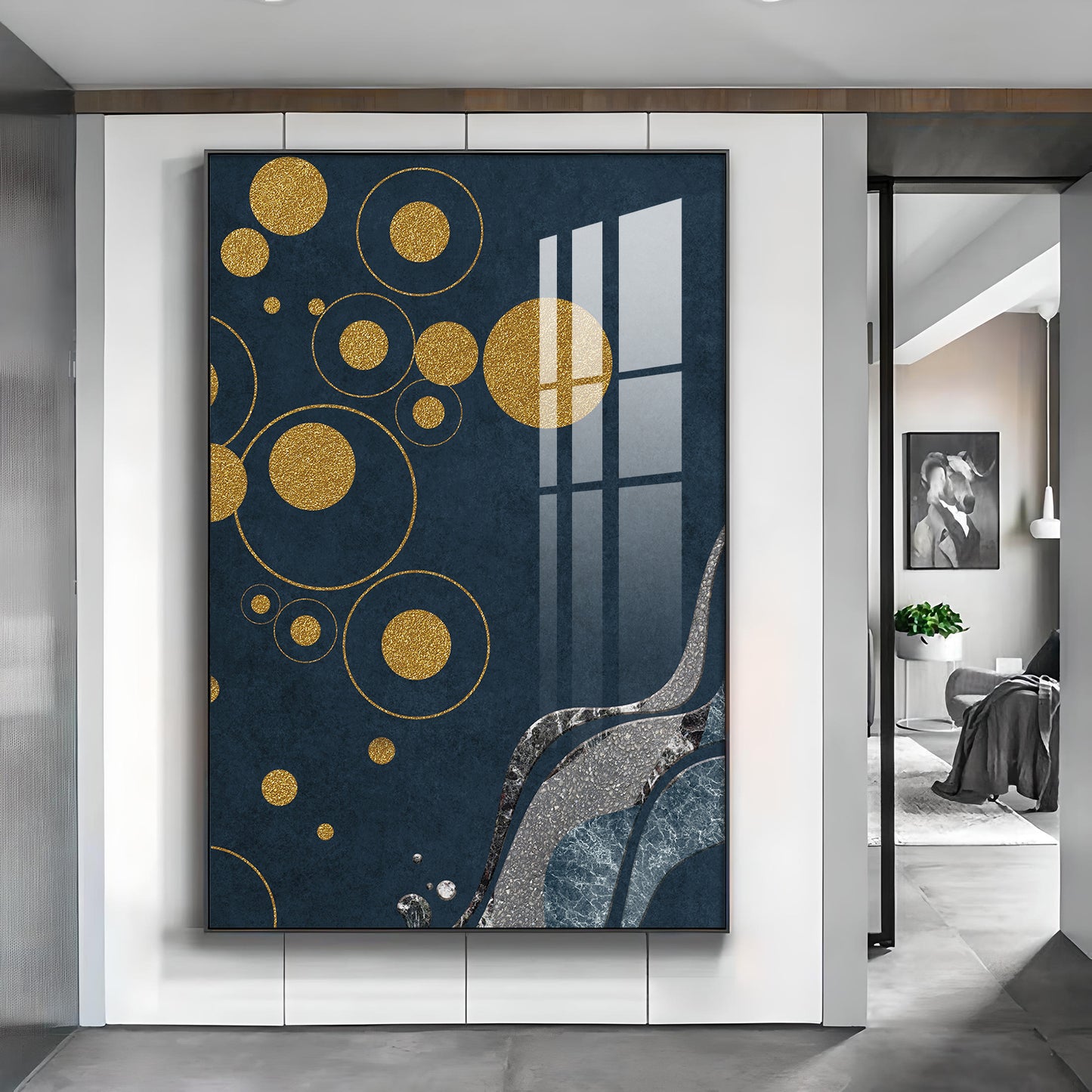 Circle Opulent Harmony Glass Finish Vertical Wall Art