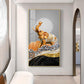 Gold and Silver Elephant Figurine Glass Finish Vertical Wall Art