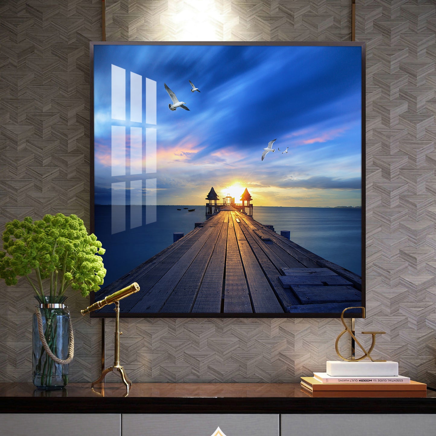 Sunset Vision Glass Finish Square Wall Art