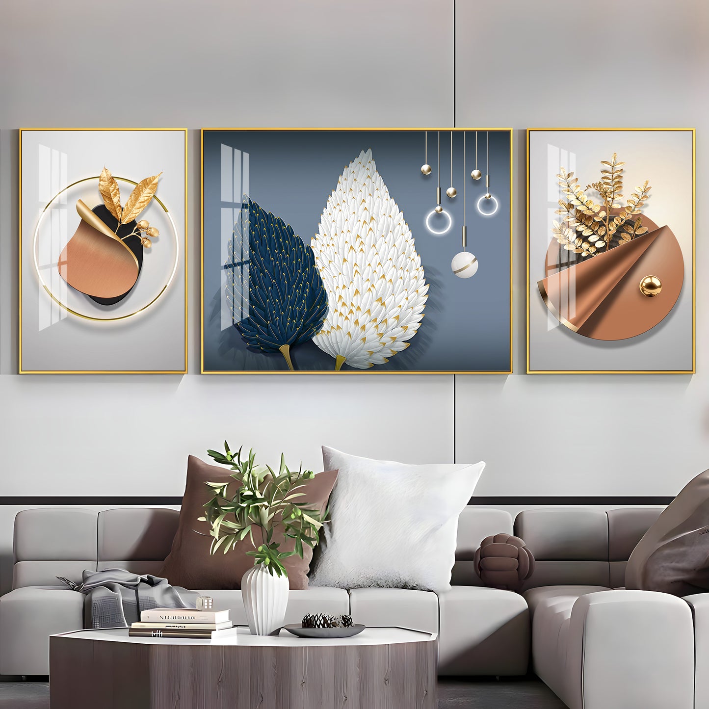 Blossom of Expression Glass Finish Wall Art (Set Of 3)
