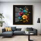 Dark Floral Symphony Glass Finish Square Wall Art