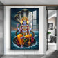 Jay Vishnu Bhagwan Glass Finish Vertical Wall Art