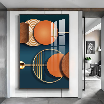 Golden Ember Glass Finish Vertical Wall Art