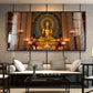 Buddha In Golden Incarnation Glass Finish Horizontal Wall Art