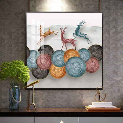 Deer’s Odyssey Glass Finish Square Wall Art